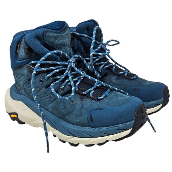 NEW Hoka 7 Kaha 2 GTX Waterproof Leather Blue Gorpcore Hiking Boot Sneaker - Picture 1 of 6